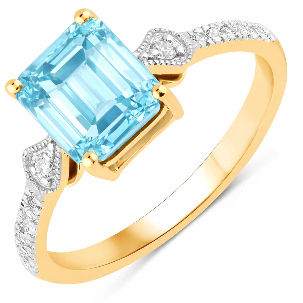 Vintage style Octagon Cut Diamond Accent Ring
