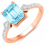 Vintage style Octagon Cut Diamond Accent Ring