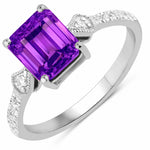Vintage style Octagon Cut Diamond Accent Ring