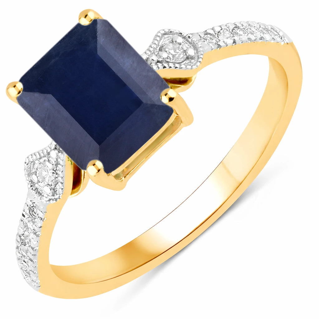 Vintage style Octagon Cut Diamond Accent Ring