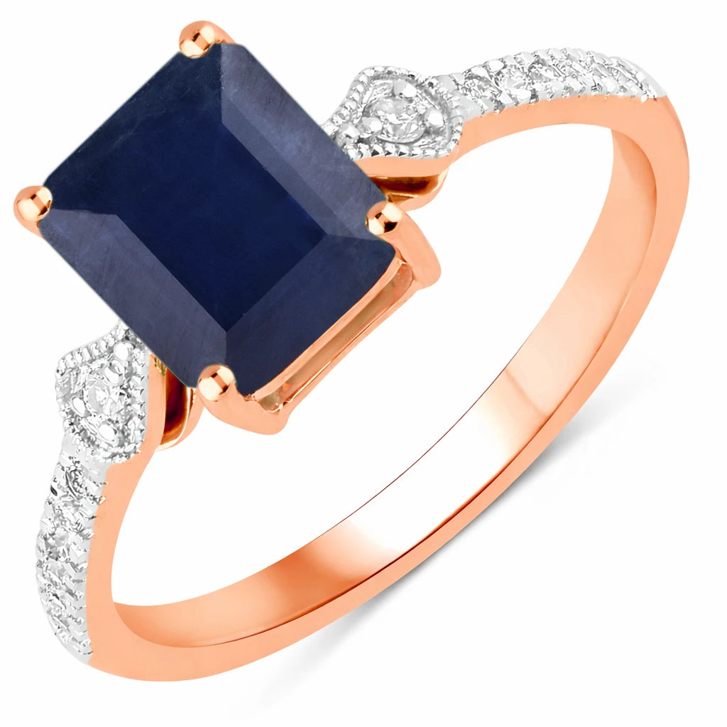 Vintage style Octagon Cut Diamond Accent Ring