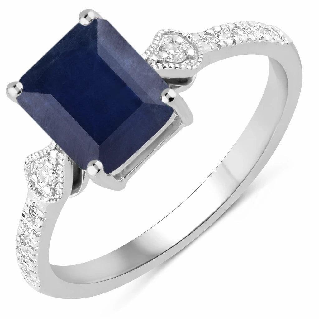 Vintage style Octagon Cut Diamond Accent Ring