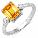Vintage style Octagon Cut Diamond Accent Ring