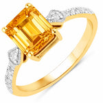 Vintage style Octagon Cut Diamond Accent Ring