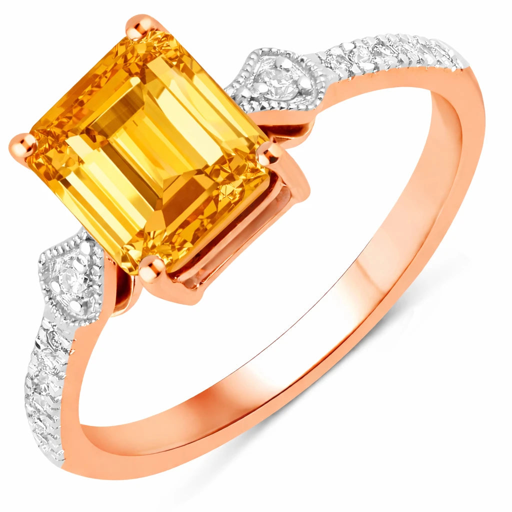 Vintage style Octagon Cut Diamond Accent Ring