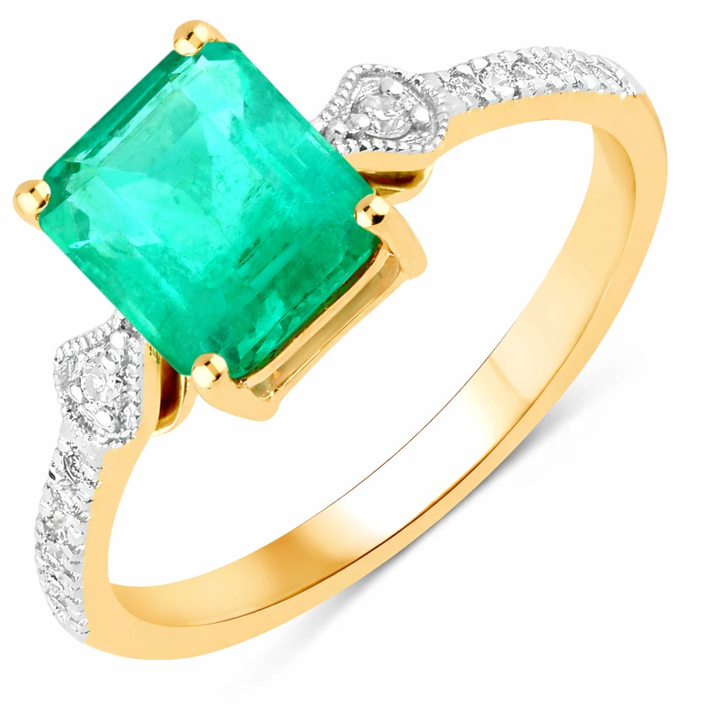 Vintage style Octagon Cut Diamond Accent Ring