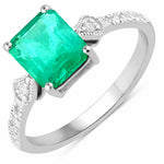 Vintage style Octagon Cut Diamond Accent Ring