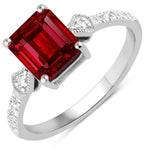 Vintage style Octagon Cut Diamond Accent Ring