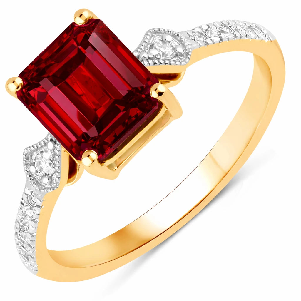Vintage style Octagon Cut Diamond Accent Ring