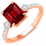 Vintage style Octagon Cut Diamond Accent Ring