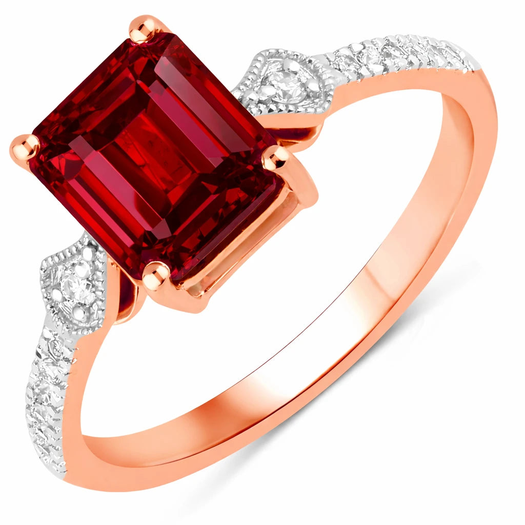 Vintage style Octagon Cut Diamond Accent Ring