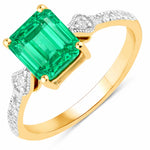 Vintage style Octagon Cut Diamond Accent Ring