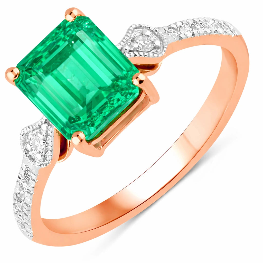 Vintage style Octagon Cut Diamond Accent Ring