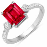 Vintage style Octagon Cut Diamond Accent Ring