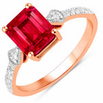 Vintage style Octagon Cut Diamond Accent Ring