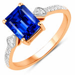 Vintage style Octagon Cut Diamond Accent Ring