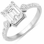 Vintage style Octagon Cut Diamond Accent Ring