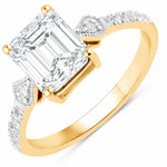 Vintage style Octagon Cut Diamond Accent Ring