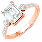 Vintage style Octagon Cut Diamond Accent Ring