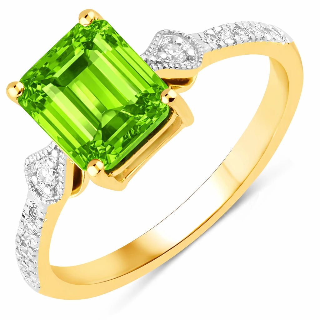 Vintage style Octagon Cut Diamond Accent Ring