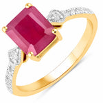 Vintage style Octagon Cut Diamond Accent Ring