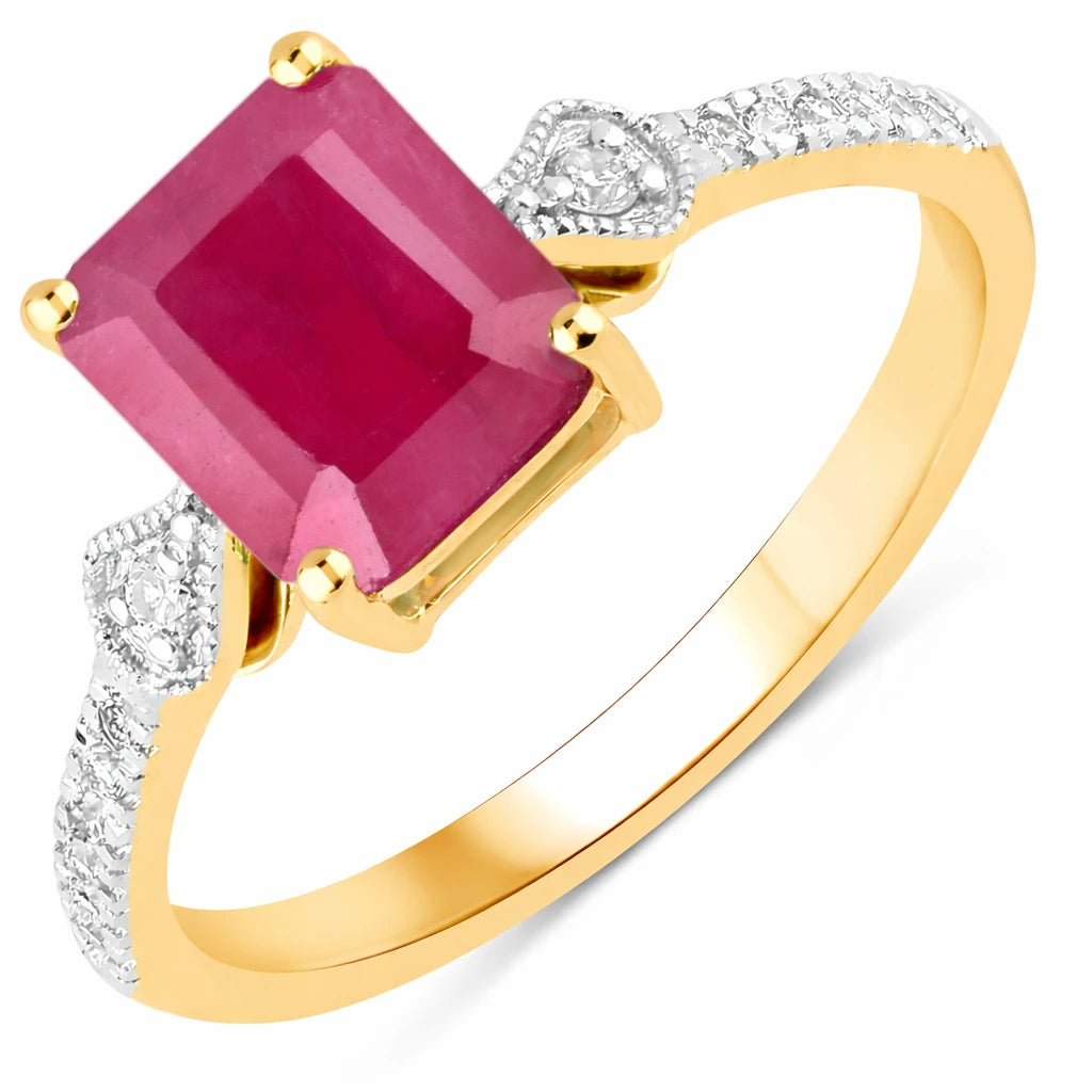 Vintage style Octagon Cut Diamond Accent Ring