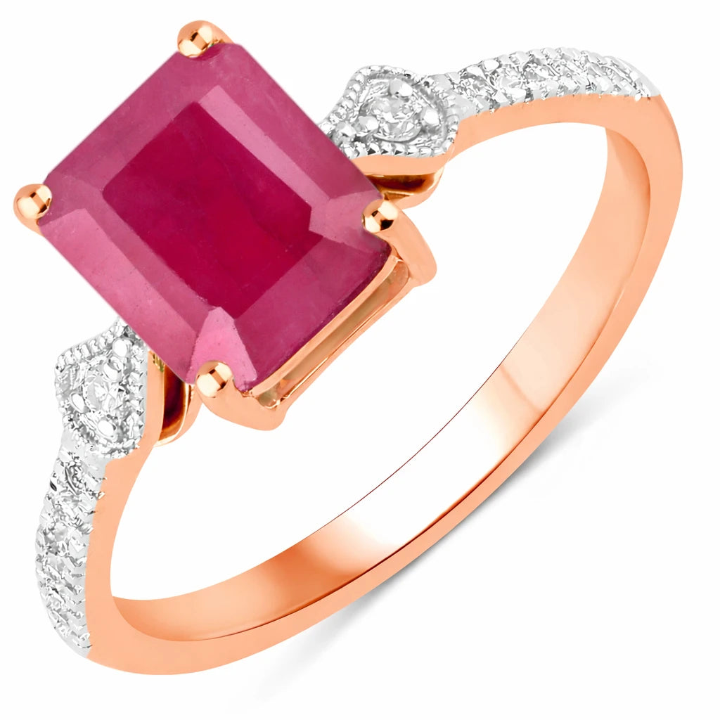 Vintage style Octagon Cut Diamond Accent Ring