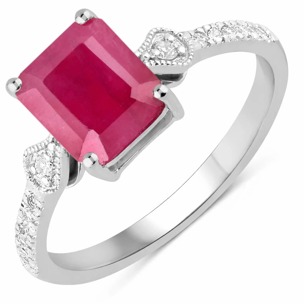 Vintage style Octagon Cut Diamond Accent Ring