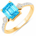 Vintage style Octagon Cut Diamond Accent Ring