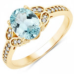Vintage style floral Oval Cut Diamond Accent Ring