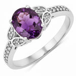 Vintage style floral Oval Cut Diamond Accent Ring