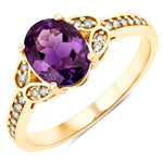 Vintage style floral Oval Cut Diamond Accent Ring