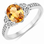 Vintage style floral Oval Cut Diamond Accent Ring