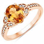 Vintage style floral Oval Cut Diamond Accent Ring