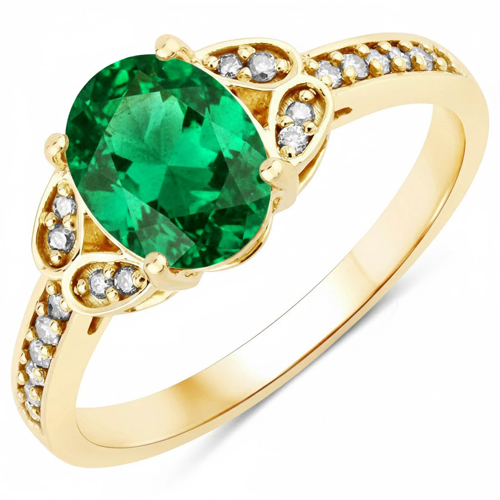 Vintage style floral Oval Cut Diamond Accent Ring