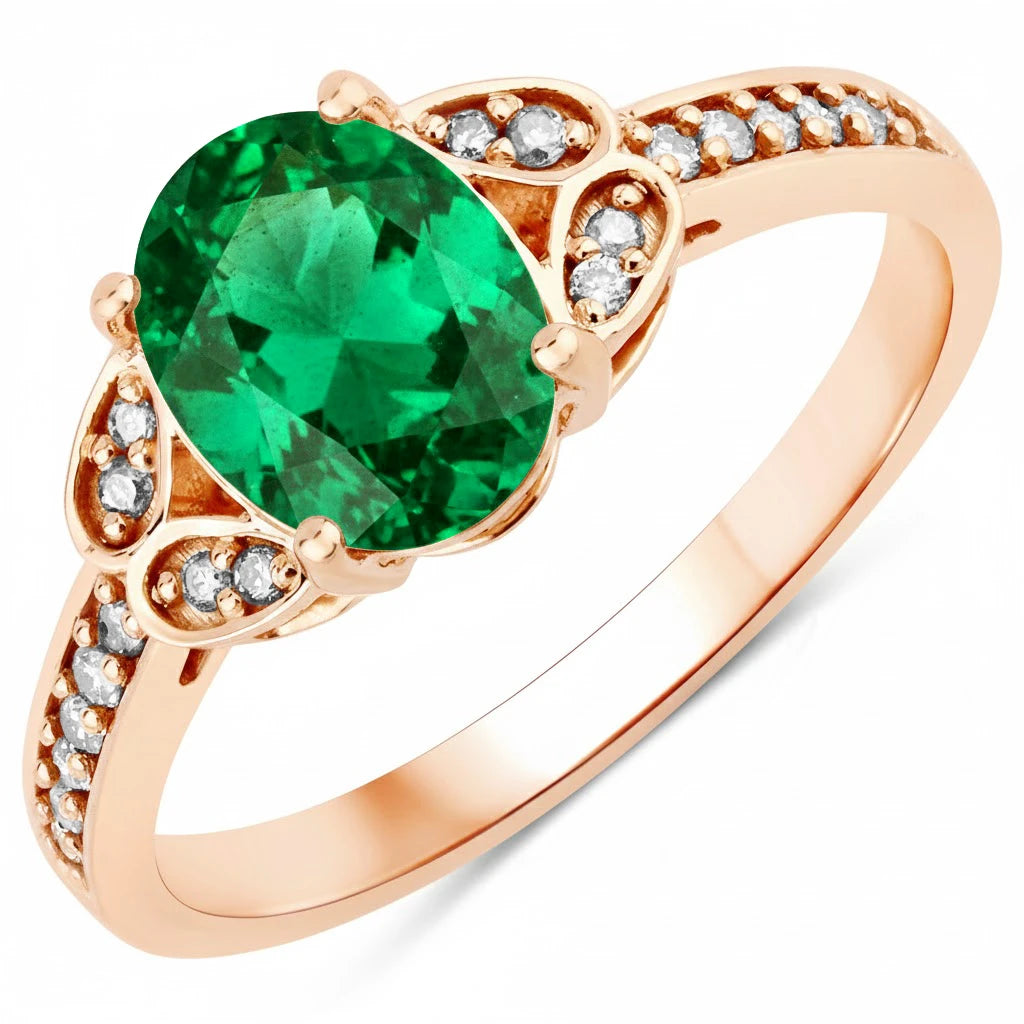 Vintage style floral Oval Cut Diamond Accent Ring