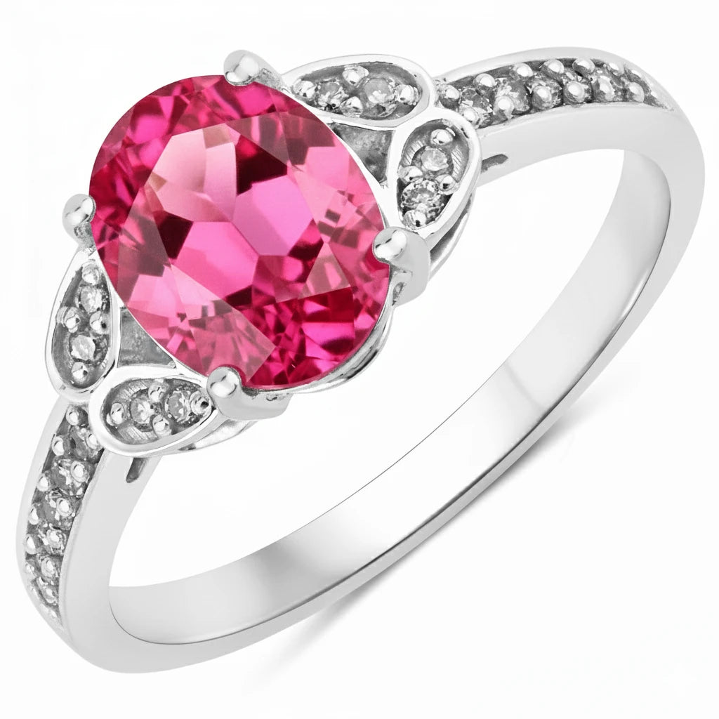 Vintage style floral Oval Cut Diamond Accent Ring