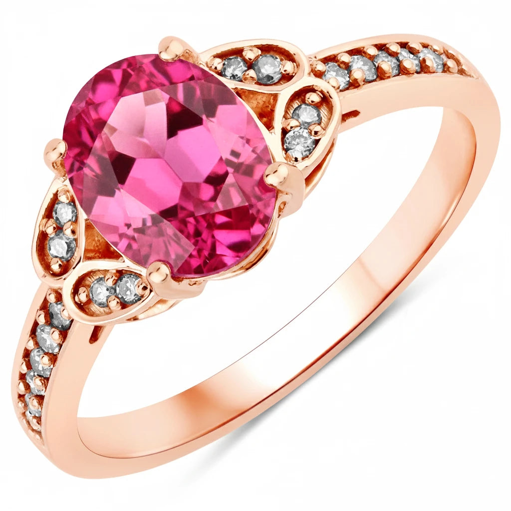 Vintage style floral Oval Cut Diamond Accent Ring