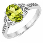 Vintage style floral Oval Cut Diamond Accent Ring