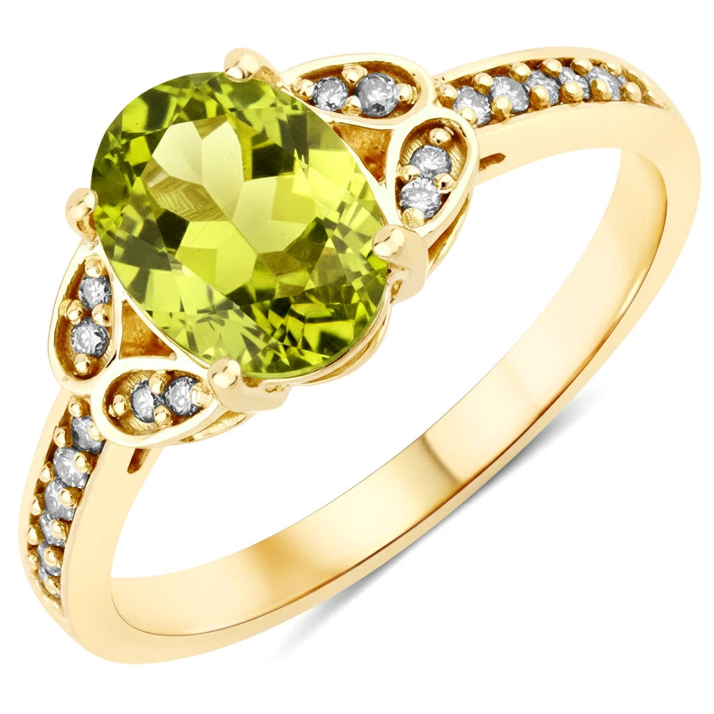 Vintage style floral Oval Cut Diamond Accent Ring
