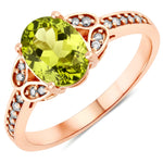 Vintage style floral Oval Cut Diamond Accent Ring
