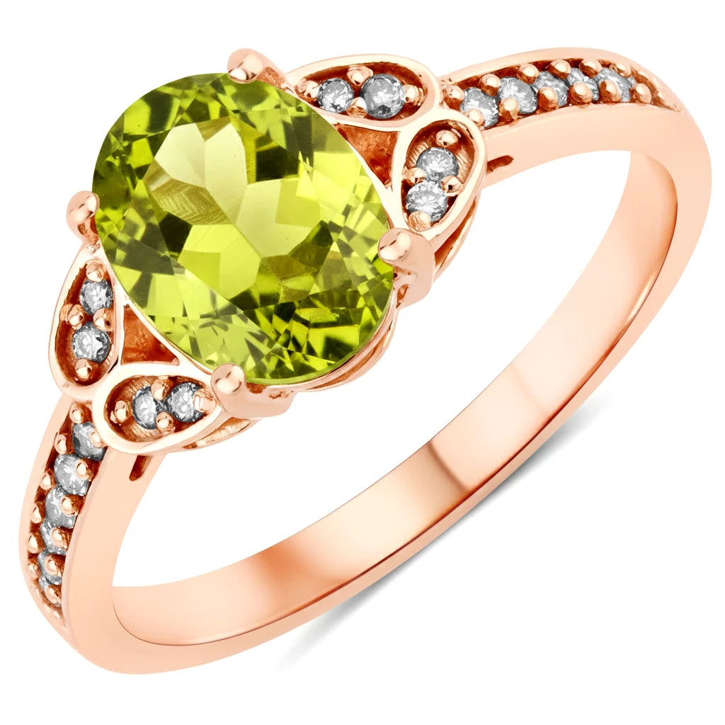 Vintage style floral Oval Cut Diamond Accent Ring