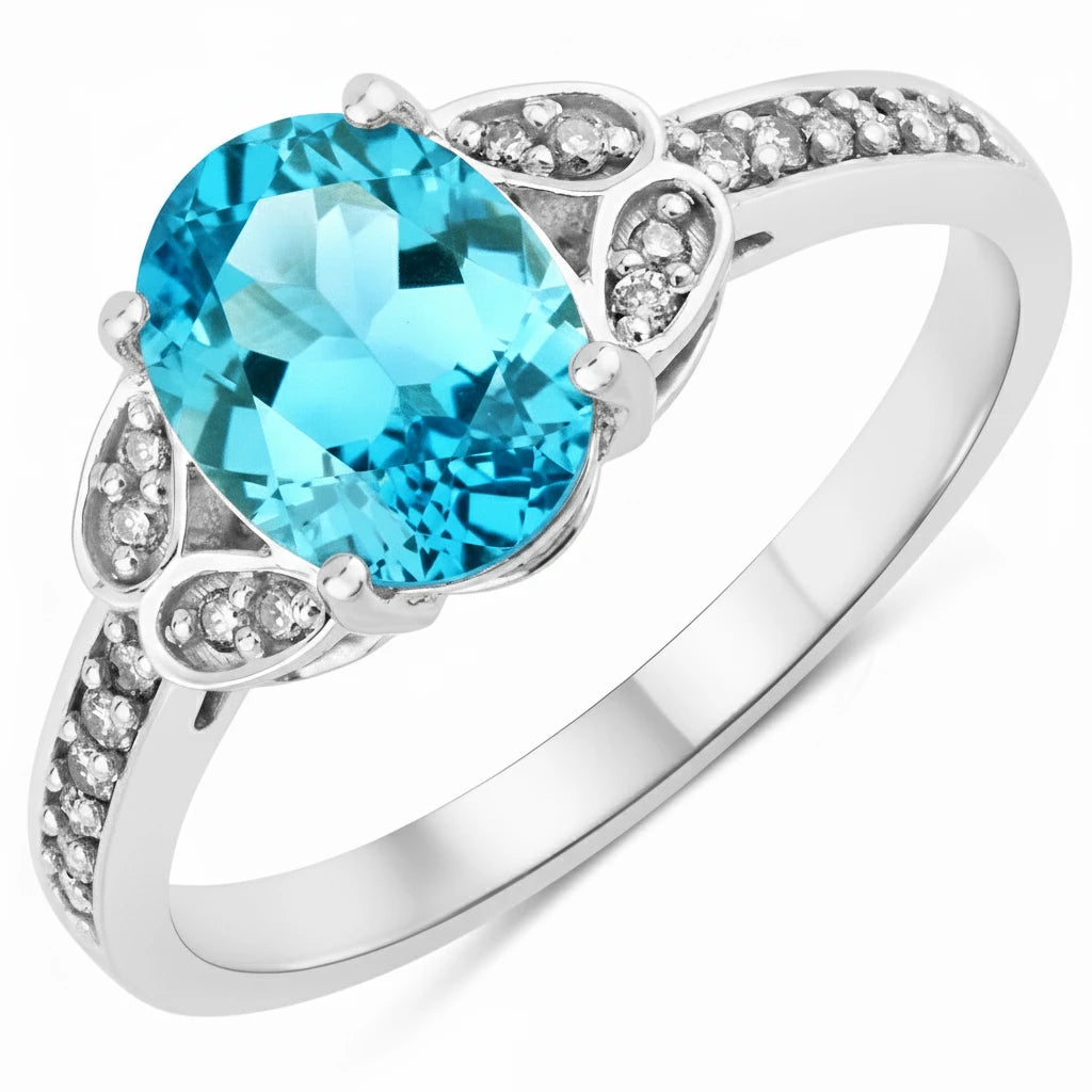 Vintage style floral Oval Cut Diamond Accent Ring