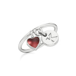 Letter Ring with a Heart Charm