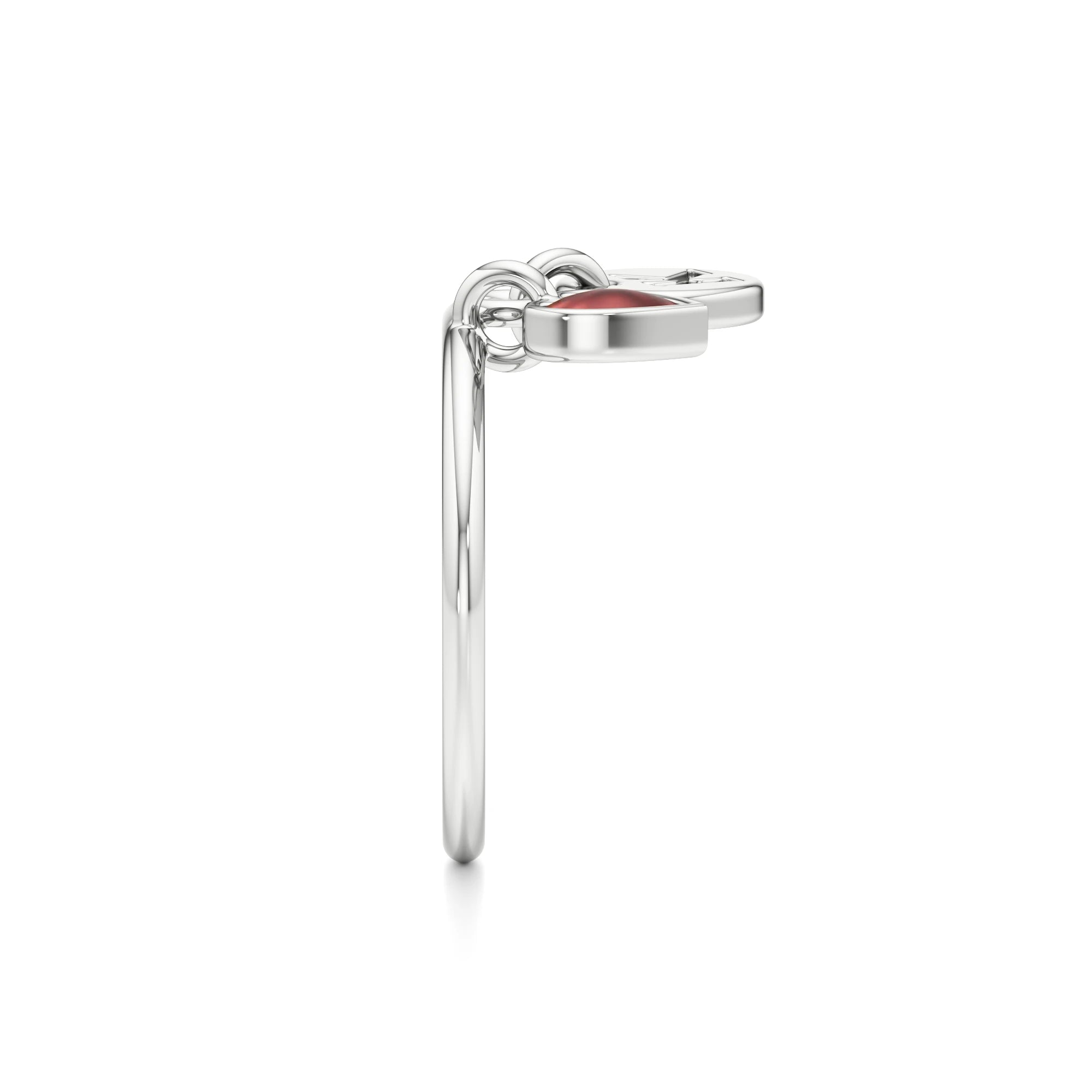 Letter Ring with a Heart Charm