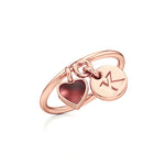 Letter Ring with a Heart Charm