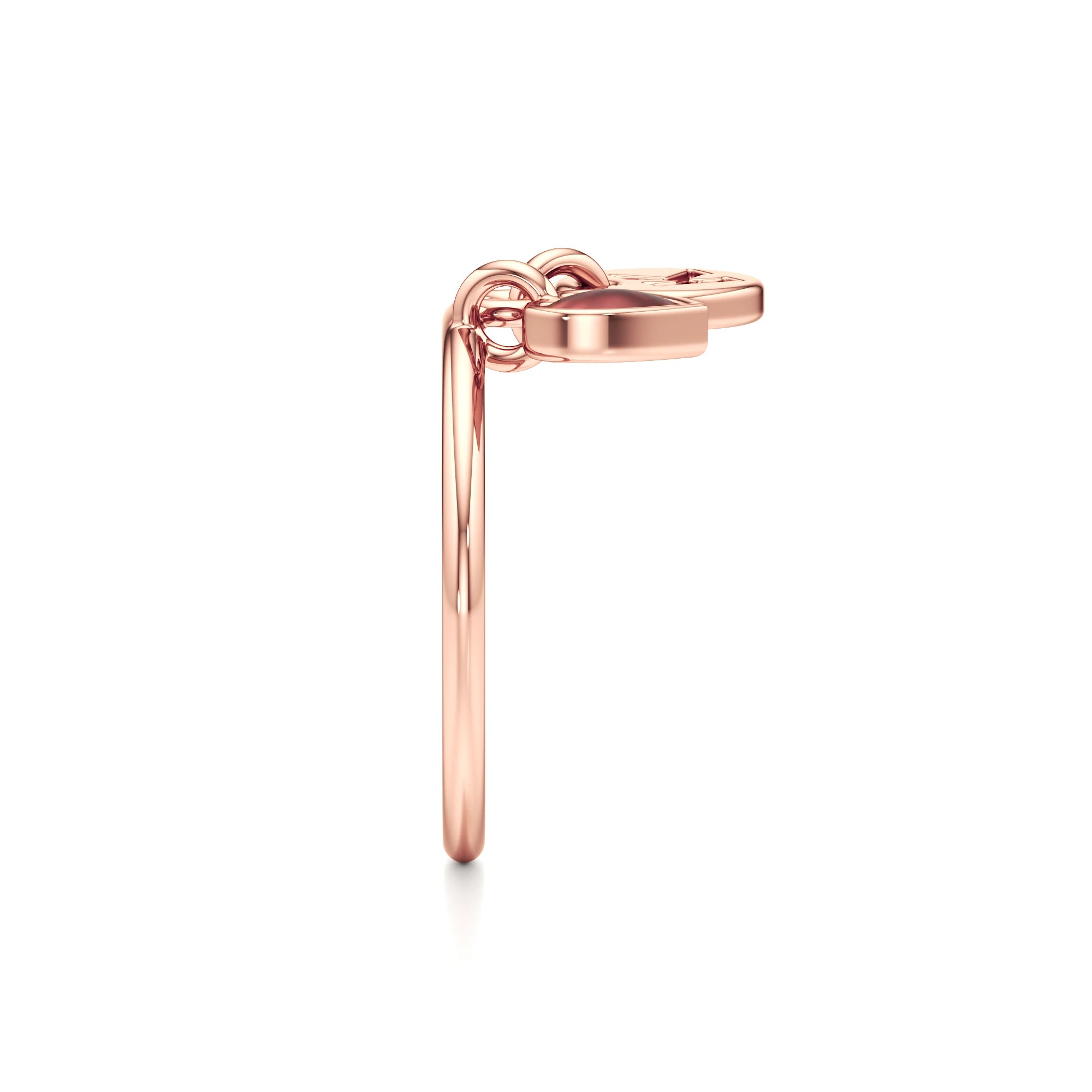 Letter Ring with a Heart Charm