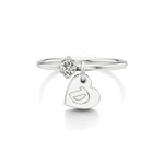 Heart Initial Ring with a Diamond Accent