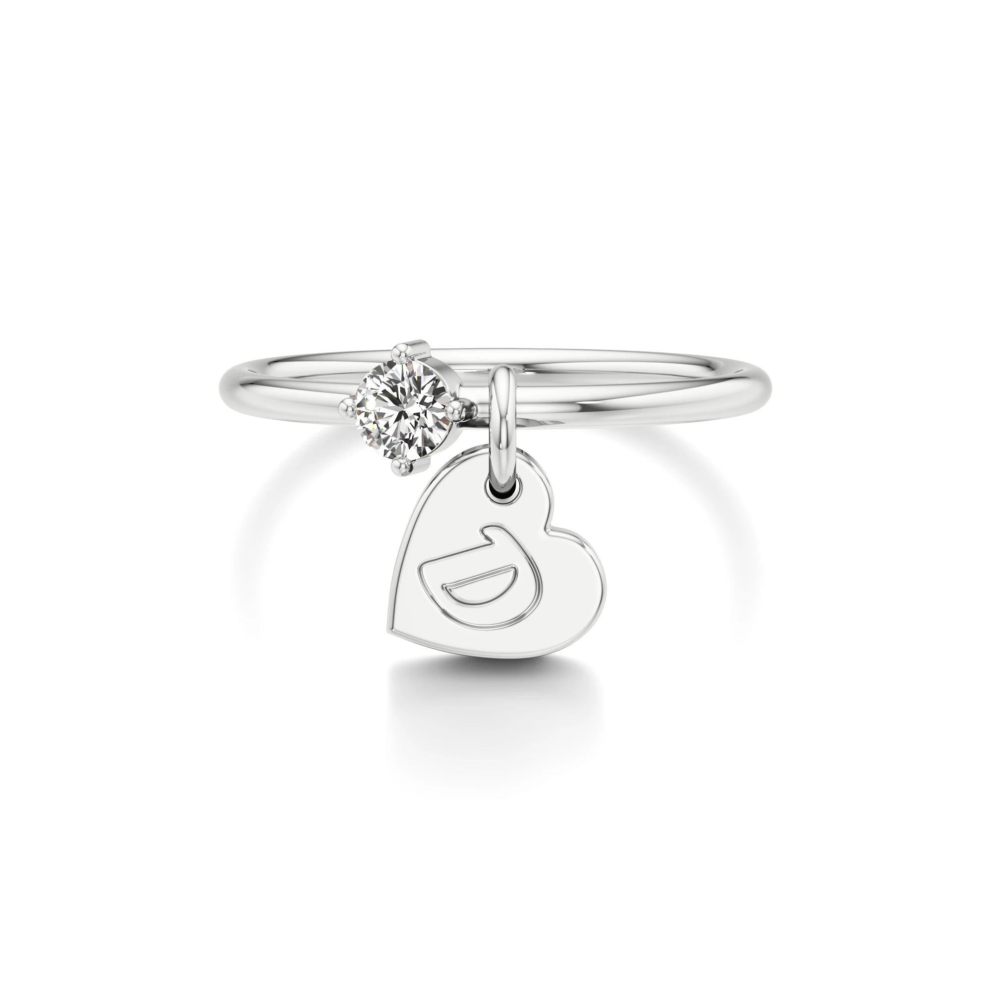 Heart Initial Ring with a Diamond Accent