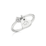 Heart Initial Ring with a Diamond Accent